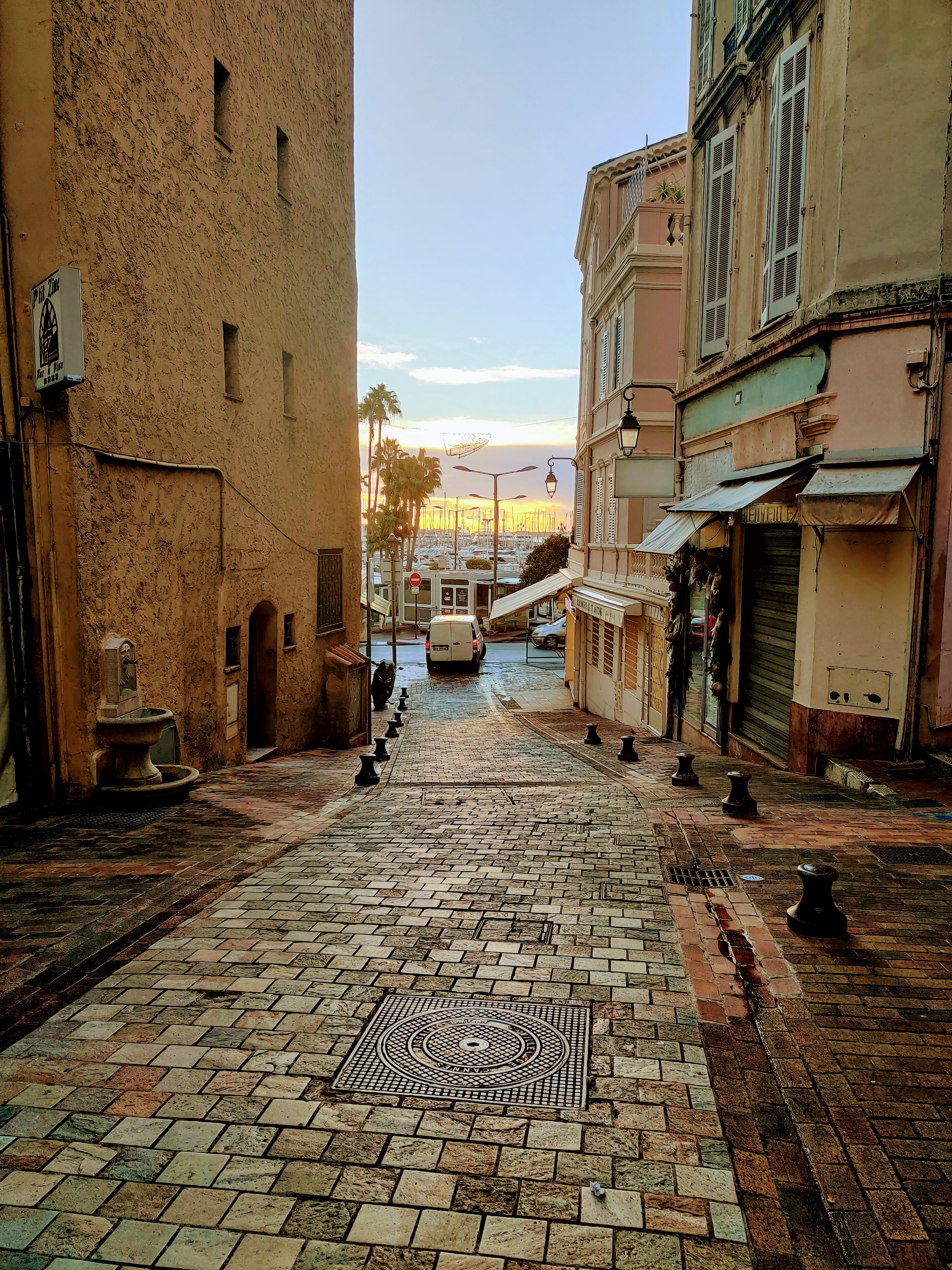 Cannes old town by a sunny winter morning