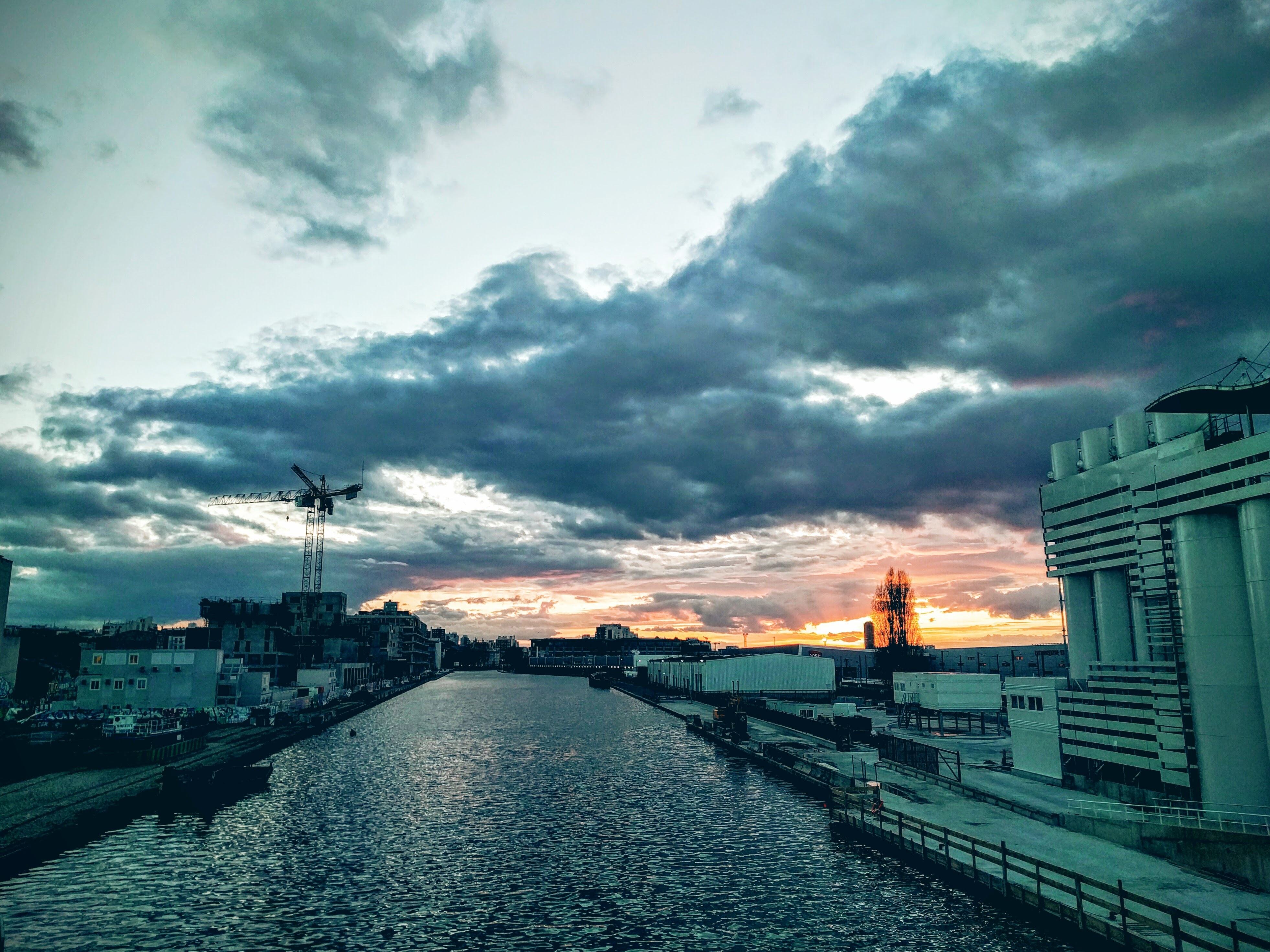 Industrial sunset by the canal