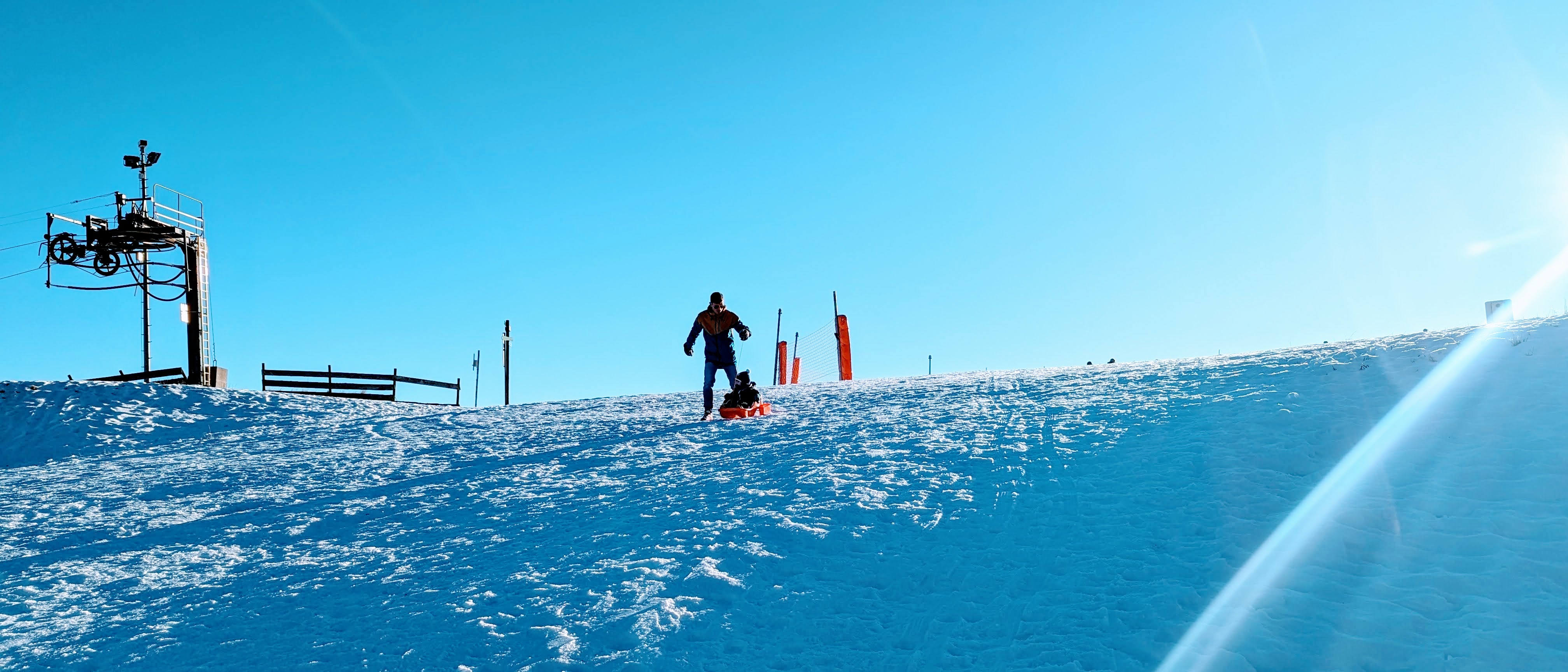 Snow sledding with kids