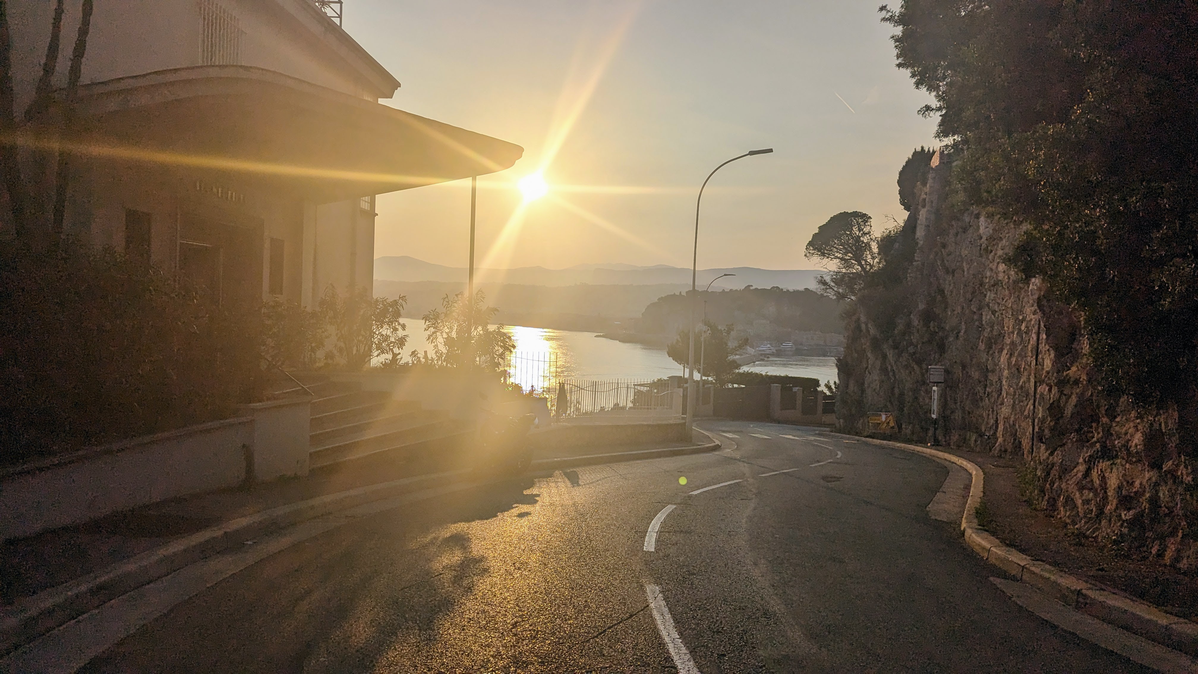 Sunset while running downhill